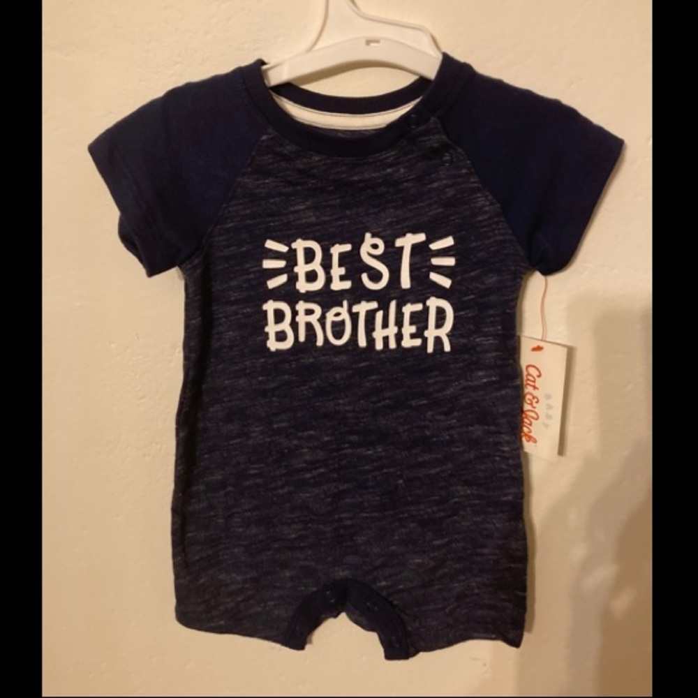 Cat and Jack Baby Boy Best Brother Romper 3-6M